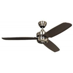 Ventilatore da soffitto, Night Fligh BN-WN, 132 cm, moderno, cromo spazzolato/ pale wengé, Casafan.